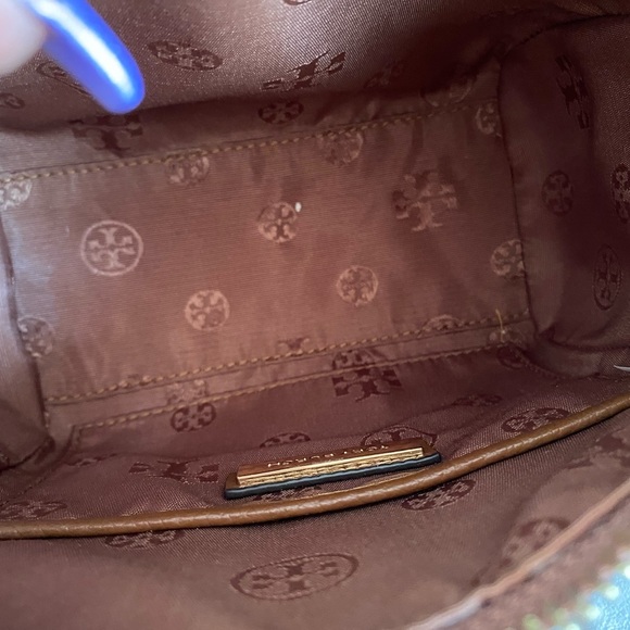 Tory Burch Thea Whipstitch Grizzly Mini Web Satchel - Picture 15 of 15